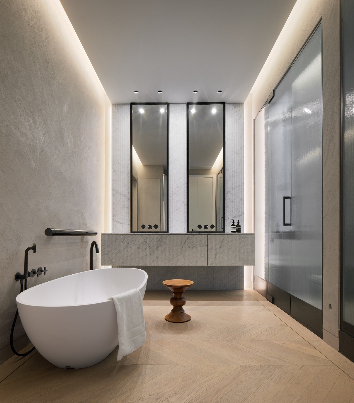 Paseo de Gracia Apartment LUV Studio Pol Viladoms Master Bathroom - LUV Studio - Arquitectura y diseño - Barcelona