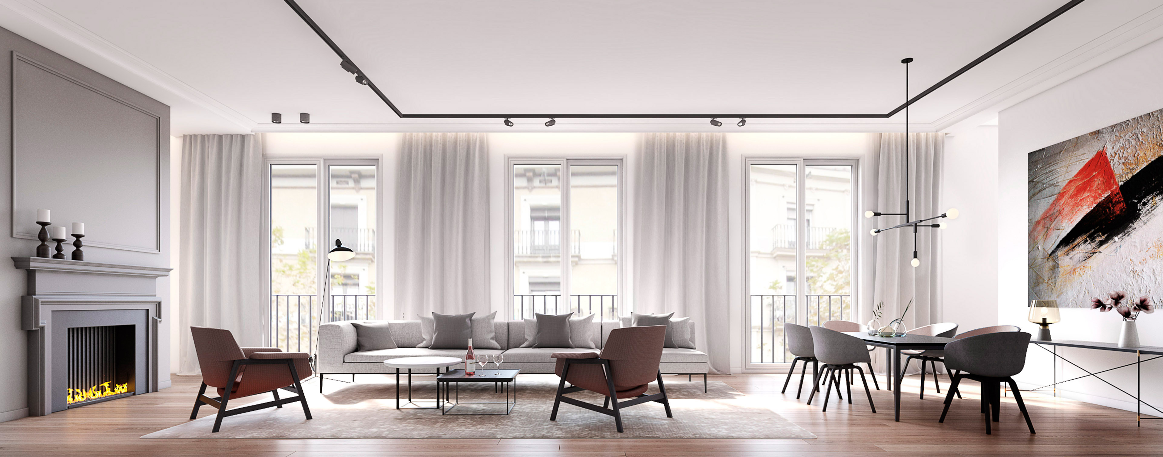 luv studio luxury architects barcelona diagonal principal apartment IMG 01 - Diagonal Monochrome Apartment 