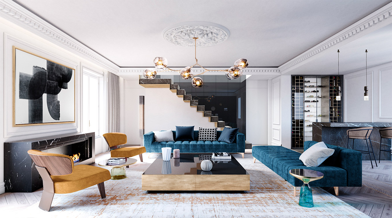 luv studio luxury architects paris saint germain penthouse apartment SQR 01 1 - LUV Studio - Architecture et design - Barcelone