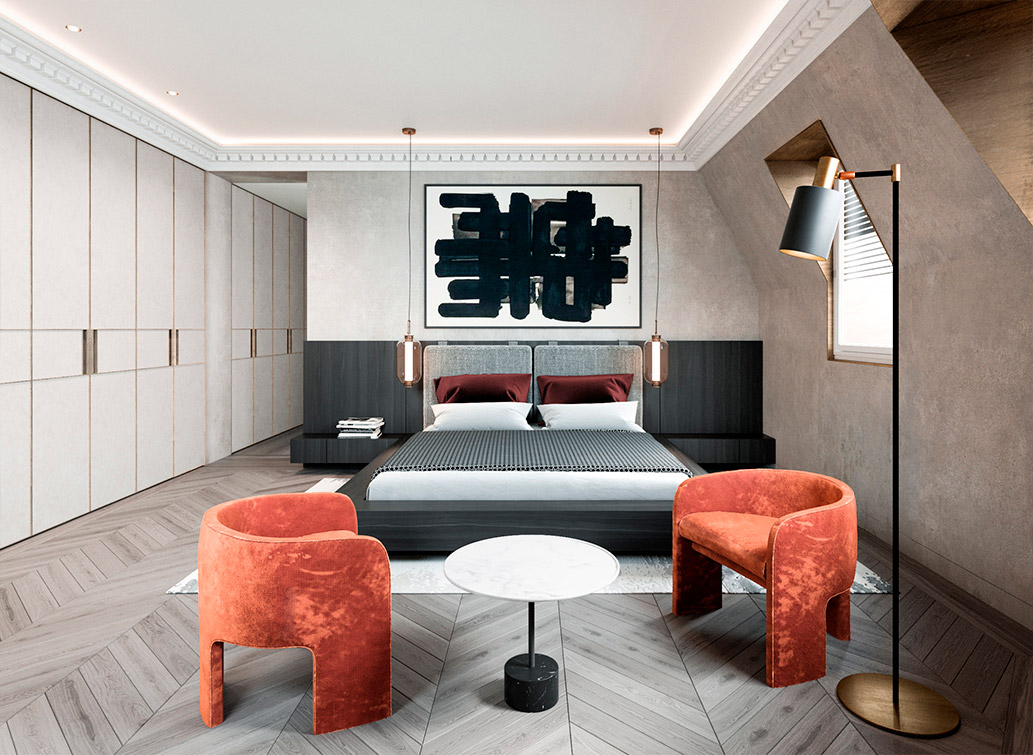 luv studio luxury architects paris saint germain penthouse apartment SQR 02 1 - SAINT GERMAIN PENTHOUSE